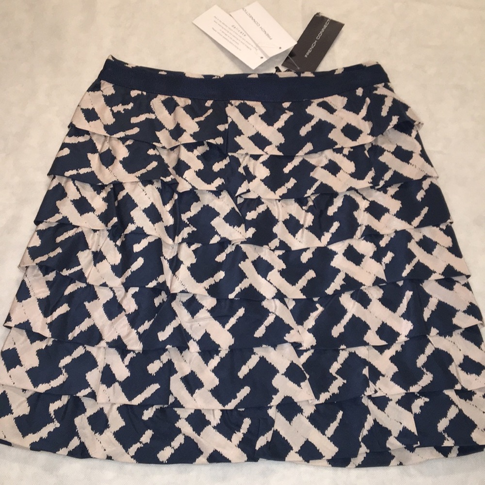 FRENCH CONNECTION  RABARI SILK TIERED SKIRT